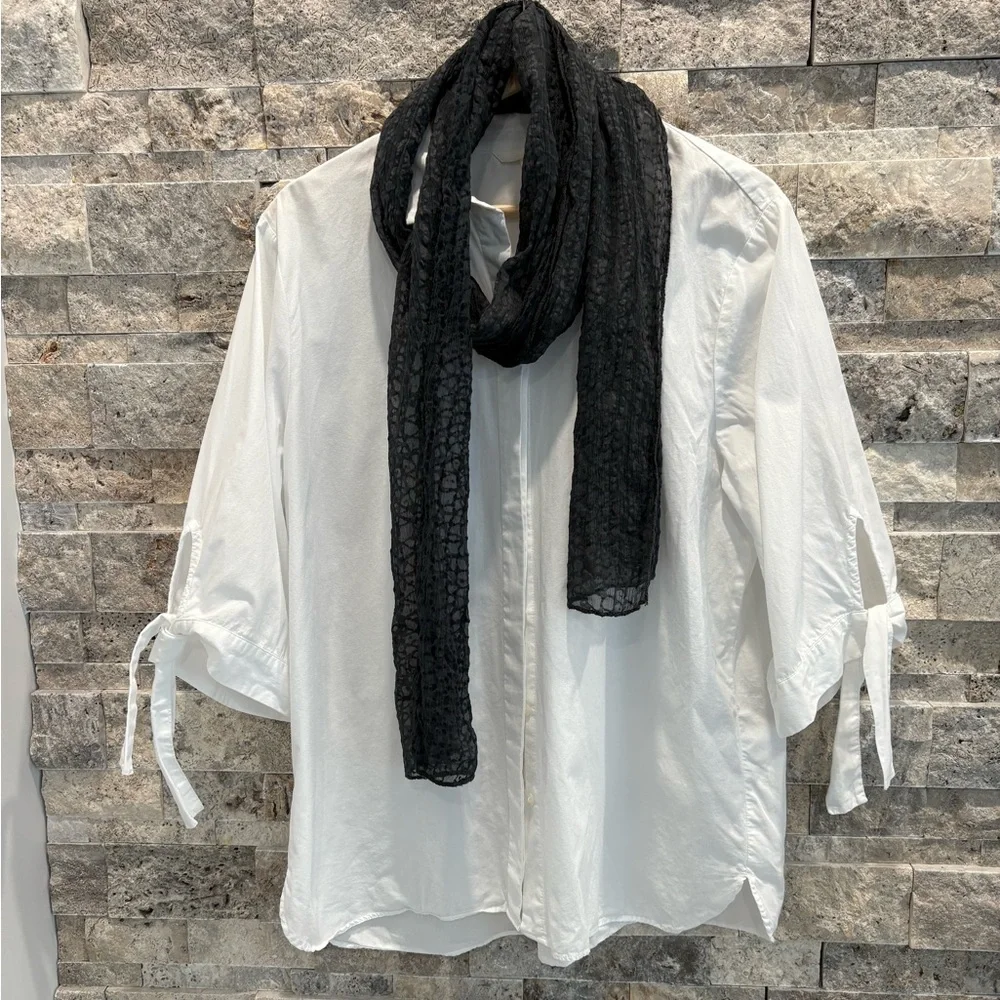 H&M White button up shirt hidden buttons 3/4 length sleeves size 12 100% cotton - Picture 1 of 6